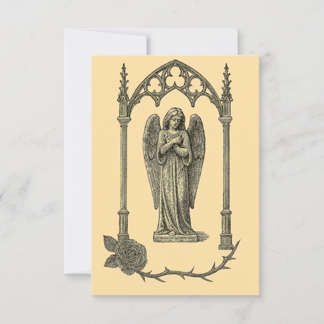 Gothic Wedding Invitation – Somber Angel (AI-Gen) Inbjudningar (Framsida)