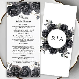 Gothic Wedding Menu Black Roses Floral Gothic Menu Meny