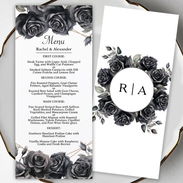 Gothic Wedding Menu Black Roses Floral Gothic Menu Meny (Skapare uppladdad)