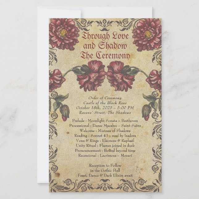 Gothic Wedding Program with Vintage Paper and Dark (Framsida)