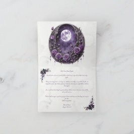 Gothic Wedding Thank You Card Floral Dark Romance Tack Kort