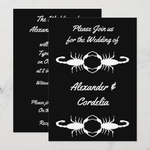 Gothic White Bröllop Scorpions Anpassningsbar Inbjudningar