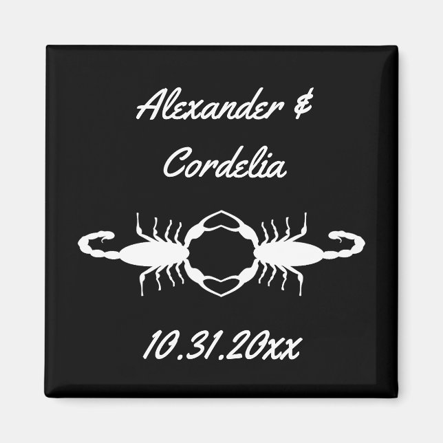Gothic White Bröllop Scorpions Anpassningsbar Magnet (Framsidan)
