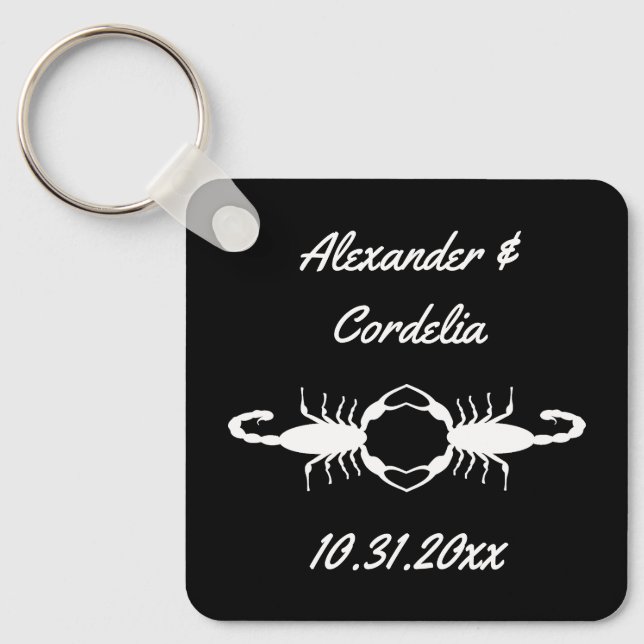 Gothic White Bröllop Scorpions Anpassningsbar Nyckelring (Framsida)