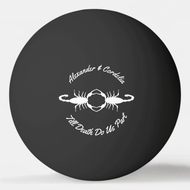 Gothic White Bröllop Scorpions Anpassningsbar Pingisboll (Framsidan)