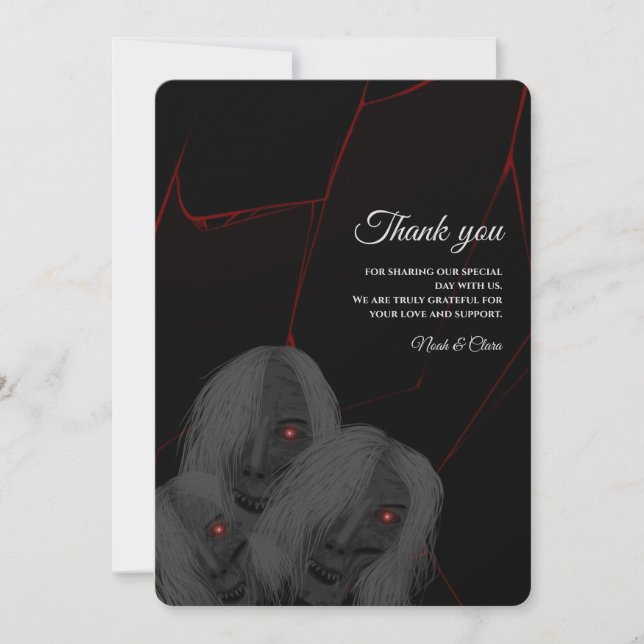 Gothic White ghosts - Dark Moody Halloween Tack Kort (Framsida)