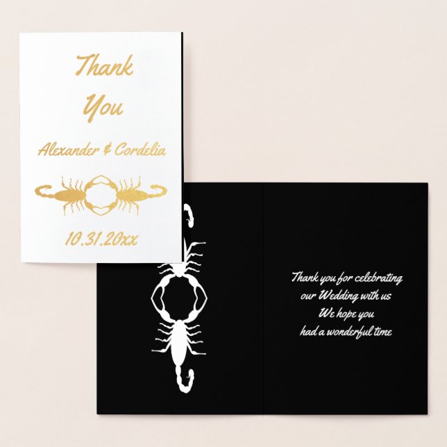 Gothic White Wedding Scorpions Custom Folierat Kort (Display)