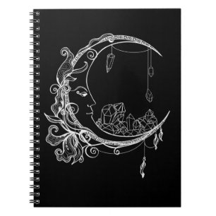 Gothic Wicca Crescent Goth Måne Anteckningsbok