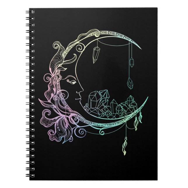 Gothic Wicca Crescent Pastel Goth Måne Anteckningsbok (Framsidan)