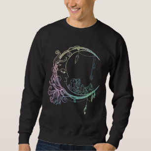Gothic Wicca Crescent Pastel Goth Måne Lång Ärmad Tröja