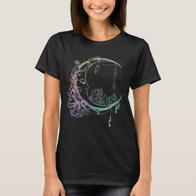 Gothic Wicca Crescent Pastel Goth Måne T Shirt (Framsida)