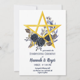 Gothic Wiccan-Blommigten Pentacle Handfastfasteinb Inbjudningar