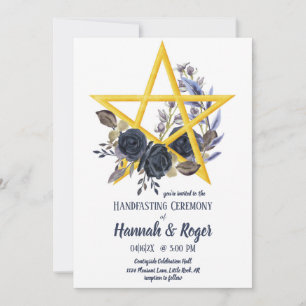 Gothic Wiccan-Blommigten Pentacle Handfastfasteinb Inbjudningar