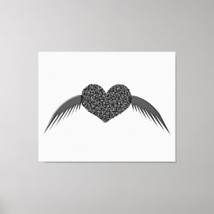 Gothic Winged Kärlek Heart Kanvastryck