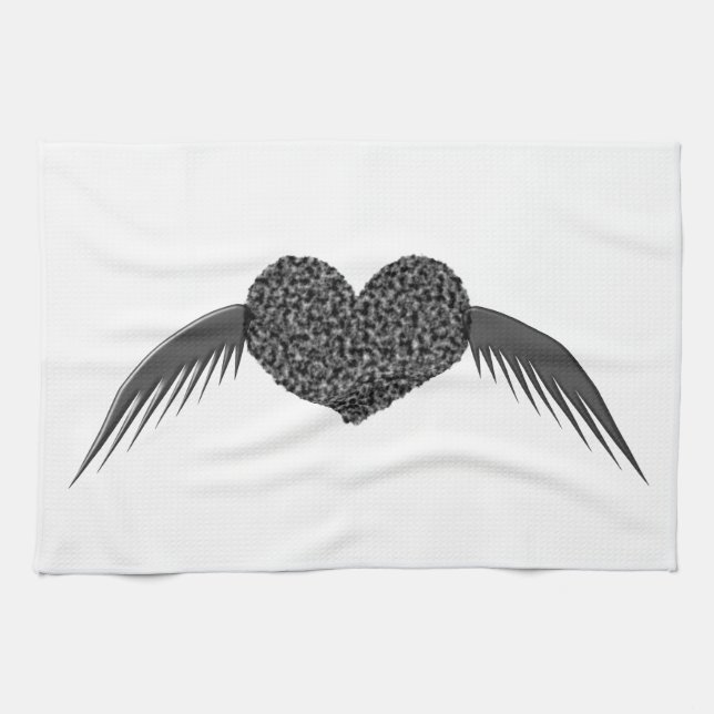 Gothic Winged Kärlek Heart Kitchen Towel Kökshandduk (Horisontell)
