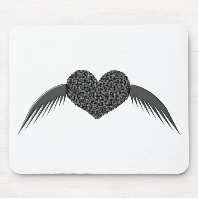Gothic Winged Kärlek Heart Mousepad Musmatta (Framsidan)