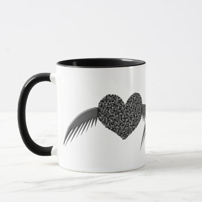 Gothic Winged Kärlek Heart Mugg (Vänster)