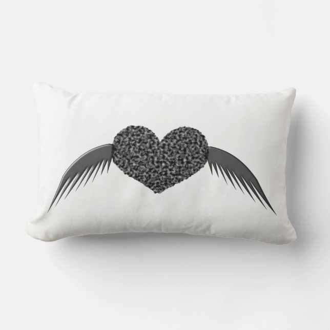 Gothic Winged Kärlek Heart Pillow Lumbarkudde (Framsida)