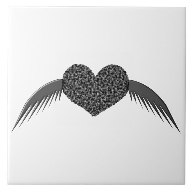 Gothic Winged Kärlek Heart Tile Kakelplatta (Framsidan)