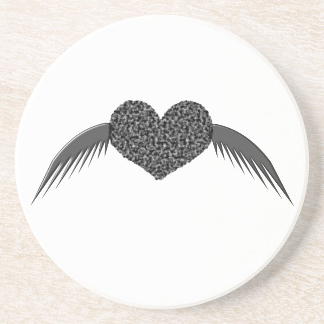 Gothic Winged Kärlek Heart Underlägg Sandsten (Framsidan)