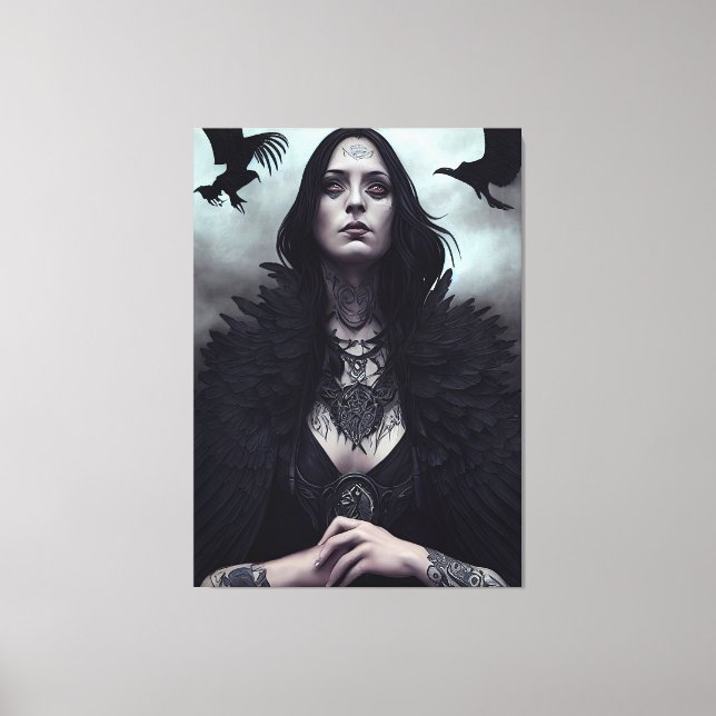 Gothic Witch Black Kråka Canvastryck (Framsida)