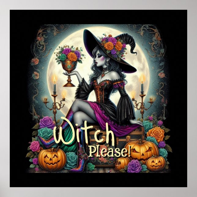 Gothic Witch Halloween Fantasy Art Matkasse Poster (Framsidan)