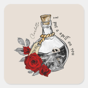 Gothic Witch Kärlek Potion Fyrkantigt Klistermärke