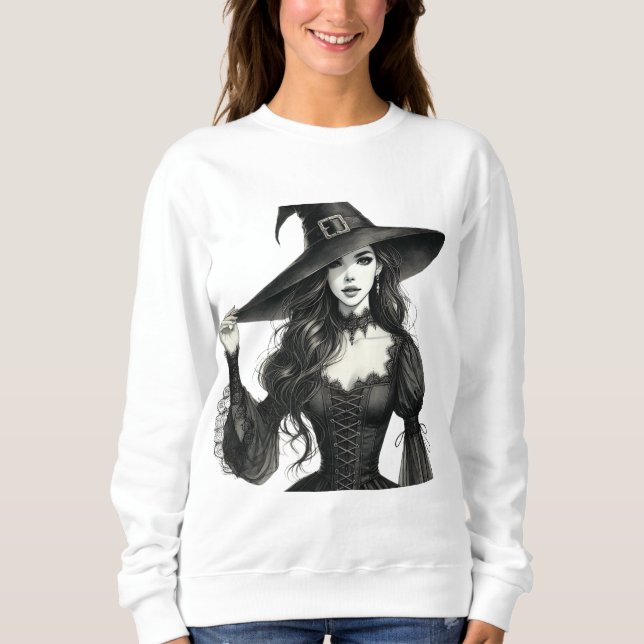 Gothic Witch Långärmad Kvinnor i Tee (Framsida)