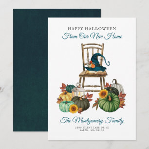 Gothic Witch Pumpkins Halloween New Home Flytta Meddelande