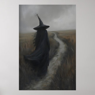 Gothic Witch Rustic Landscape Art Printable, Dark Poster