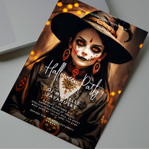 Gothic Witch Vuxen Halloween fest Black Orange Inbjudningar