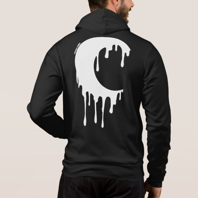 Gothic Witch White Dripping Måne Silhouette T Shirt (Baksida)