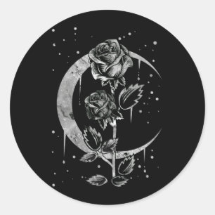 Gothic Witchy Art Måne Runt Klistermärke
