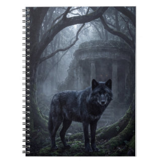 Gothic Wolf Mörkt Skogs Konsttryck Anteckningsbok