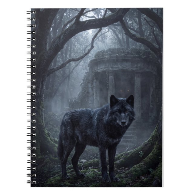 Gothic Wolf Mörkt Skogs Konsttryck Anteckningsbok (Framsidan)