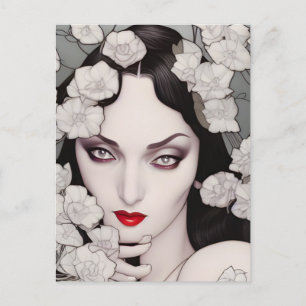 Gothic Woman-Blommigtar Vykort