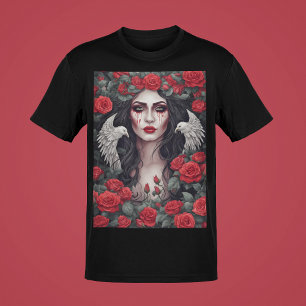 Gothic Woman Evil Mörkret Ro Thorns Blood Tårar T Shirt