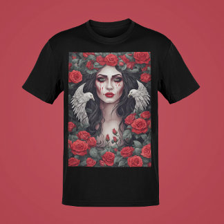 Gothic Woman Evil Mörkret Ro Thorns Blood Tårar T Shirt