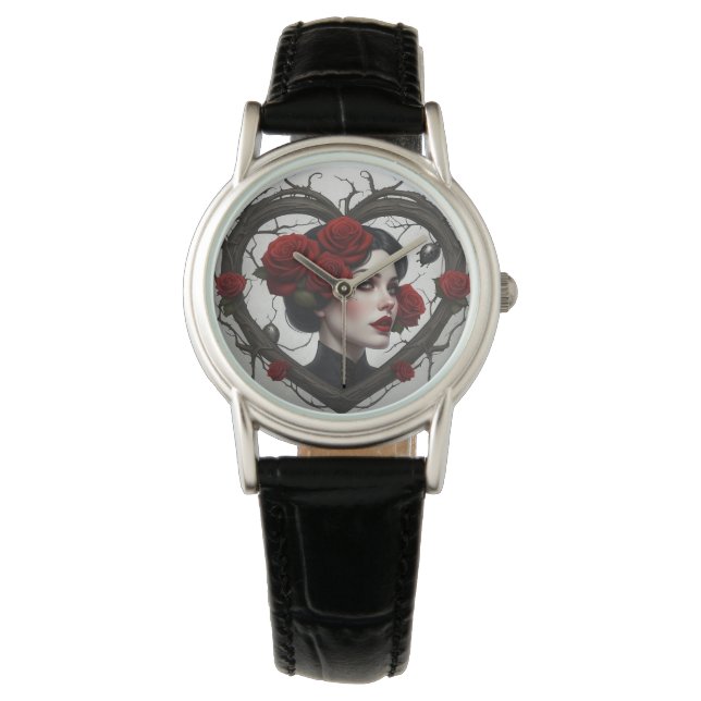Gothic Woman in Heart Armbandsur (Framsida)