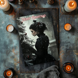 Gothic Woman med Träd-julkort Anteckningskort