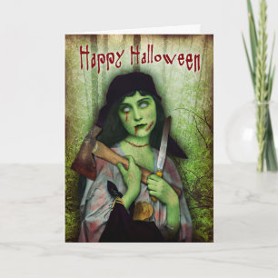 Gothic Zombie Girl Halloween Horror Kort