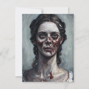 Gothic Zombie Woman Horror Porträtt Vykort