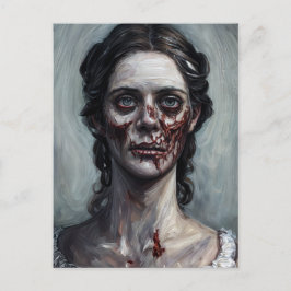 Gothic Zombie Woman Horror Porträtt Vykort