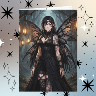 Gothisk Anime Fe-tjej Grattis på födelsedagen Kort
