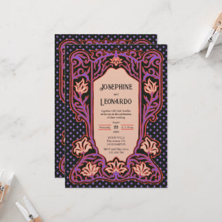 Gothisk Art Nouveau - Svart & Lila Inbjudningar