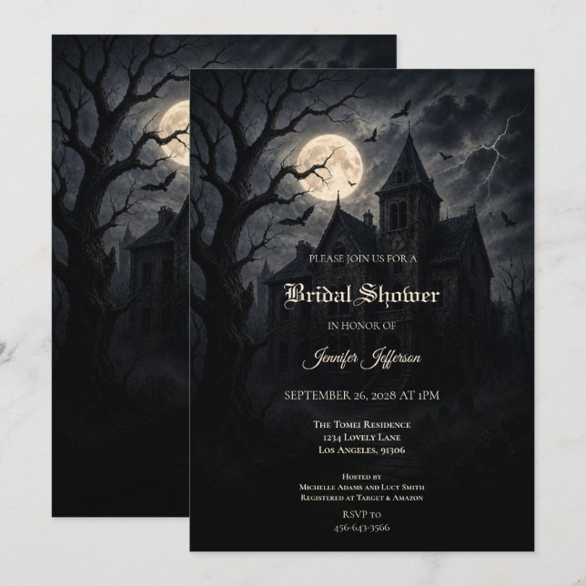 Gothisk bröllopsduschinbjudan till Halloween Inbjudningar (Fram/baksida)