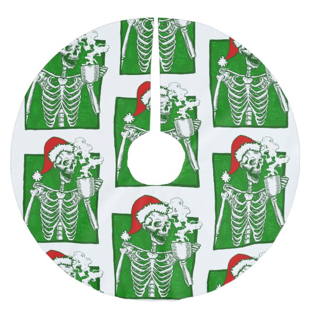 gothisk christmas-kaffe, skelett, skräck julgransmatta borstad polyester (Framsidan)