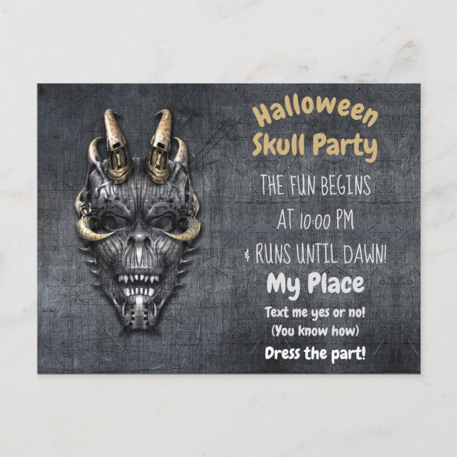 Gothisk Dödskalle Halloweenfest Vykort (Framsida)