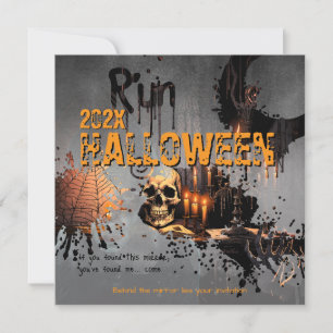 Gothisk Dödskalle Hemsökt Spegel Halloween Inbjudningar