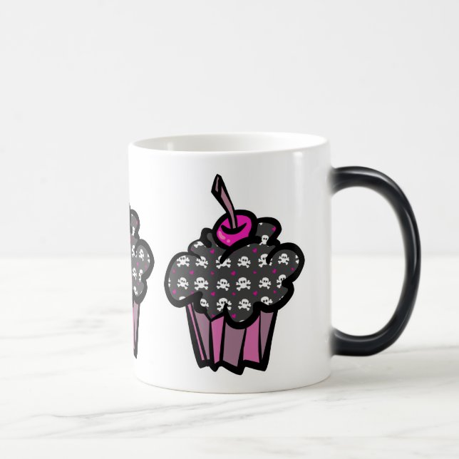 gothisk dödskalle korslagda ben cupcake magisk mugg (Höger)